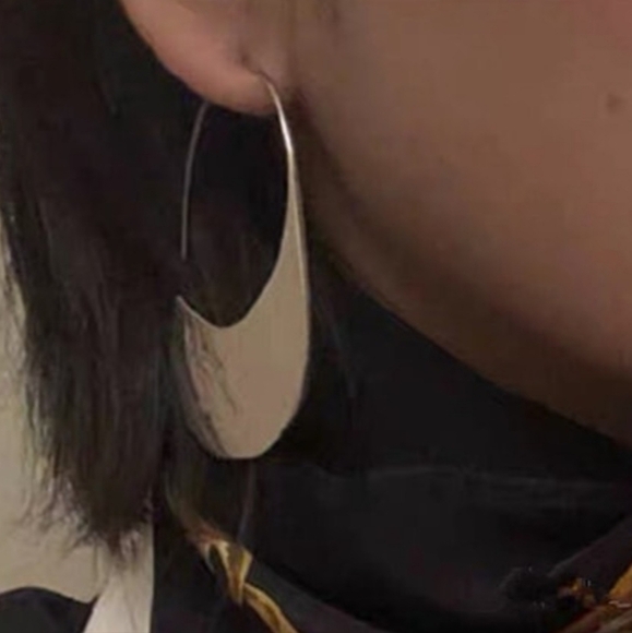 NEW Solid Large Hoop Earrings | White Gold over 925 Sterling Silver - Picture 12 of 13